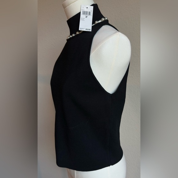 House of Harlow 1960 Black Pearl-Embellished Top Size SP New With Tags - Picture 4 of 7